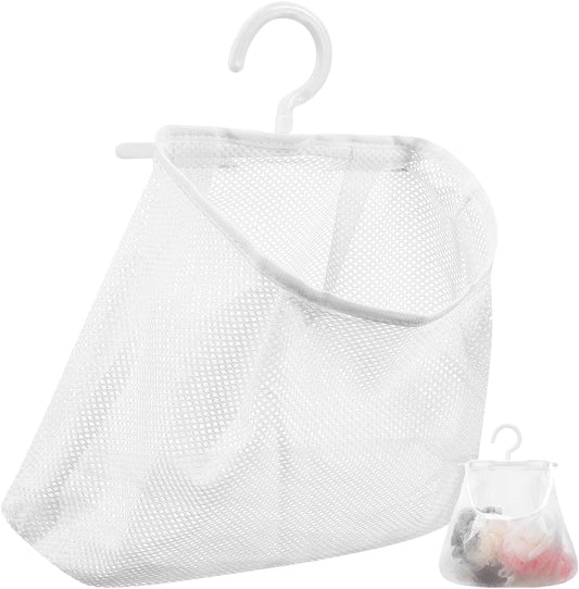 Hemobllo Hanging Mesh Clothespin Bag White Clothes Pin Holder with Hook