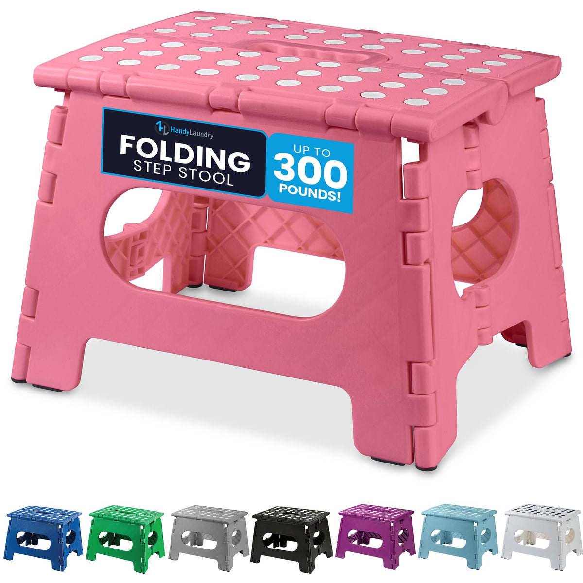 Handy Laundry Folding Step Stool 9 Inch, Black, Non-Slip Holds 300 lbs