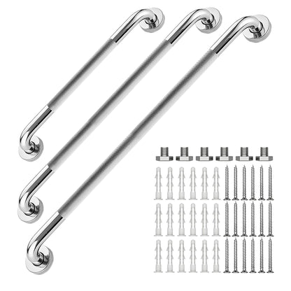 16 Inch Grab Bars 1.25" Dia,2 Pack Brushed Nickel 304 Stainless Steel Bathroom Grab Bar,Anti Slip Knurled Safety Bar,Wall Mount Handicap Grab Bars,Support Handrail for Seniors Elderly Injury