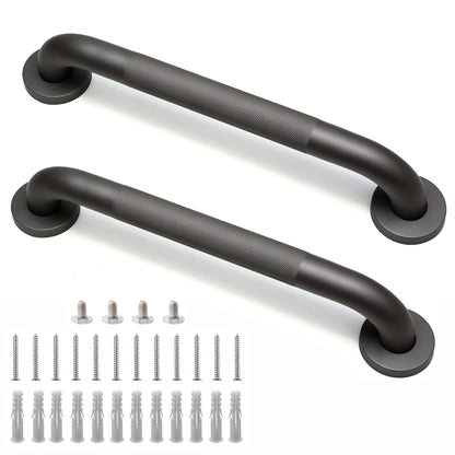 16 Inch Silver Anti-Slip Shower Grab Bars, 1.25" Diameter 2 Pack