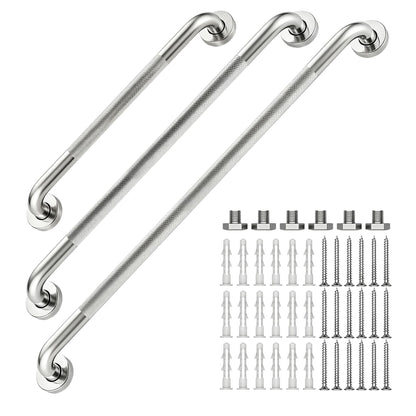 16 Inch Grab Bars 1.25" Dia,2 Pack Brushed Nickel 304 Stainless Steel Bathroom Grab Bar,Anti Slip Knurled Safety Bar,Wall Mount Handicap Grab Bars,Support Handrail for Seniors Elderly Injury