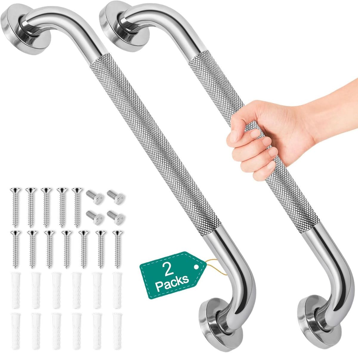 2 Pack 16 Inch Safety Grab Bars for Bathroom, Shower Grab Bars for Seniors