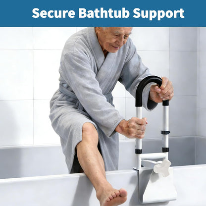 Adjustable Bathtub Handle and Grab Bar, Bathtub Safety Rail with Non-Slip Grip for Seniors, Elderly, Fits 3.1 to 6.7 Inch Tub Walls, Supports 300 lbs
