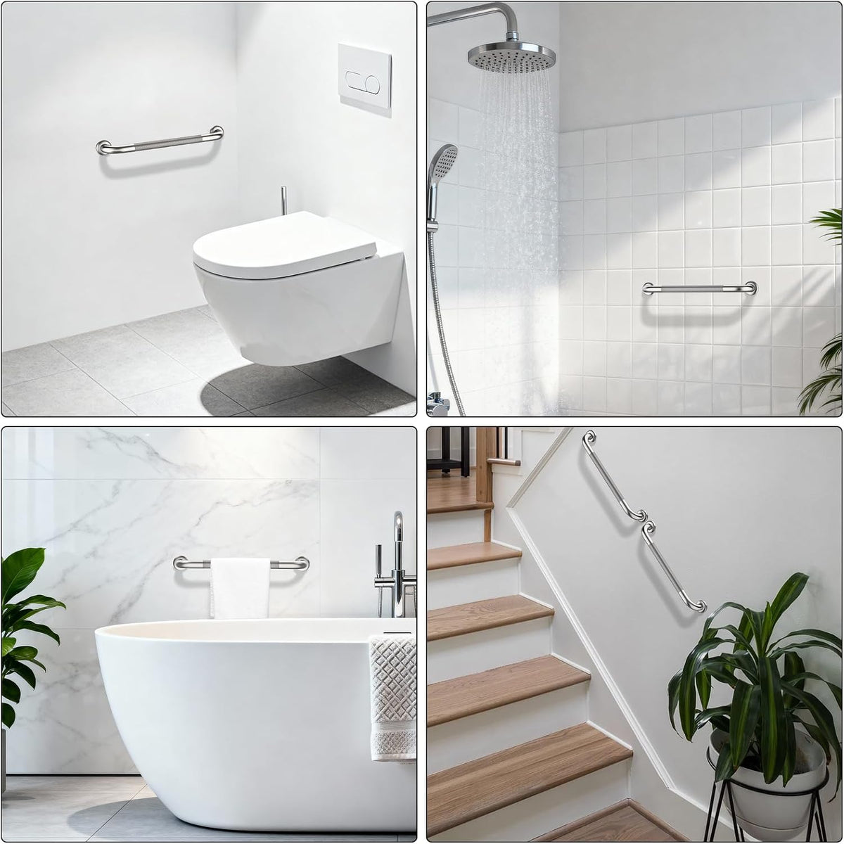 Shower Grab Bar 16 Inch, Brushed Nickel Bathroom Safety Grab Bar