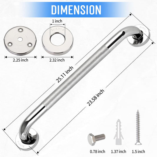 2 PCS Shower Grab Bars for Seniors 24 Inch Bathroom Safety Shower Handle