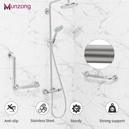 16x16 Inch Anti Slip Angled Shower Grab Bars, Brushed Nickel Grab Rail