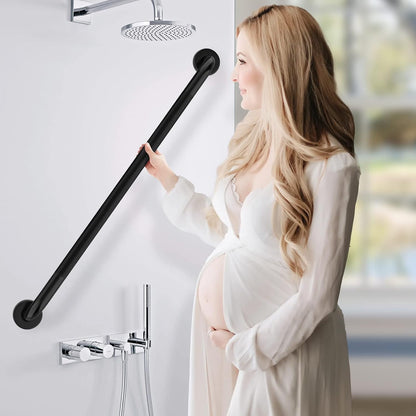 Black Knurled Grab Bar 36 Inch, Safety Shower Handrail for Senior