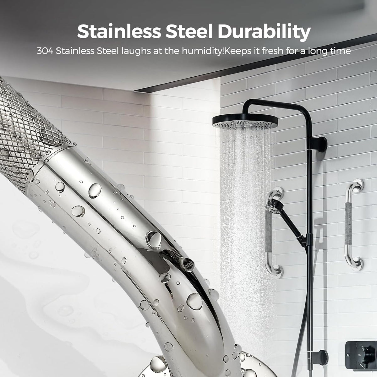 Grab Bars for Shower, 18 Inch Anti-Slip Shower Handle, Polished Nickel