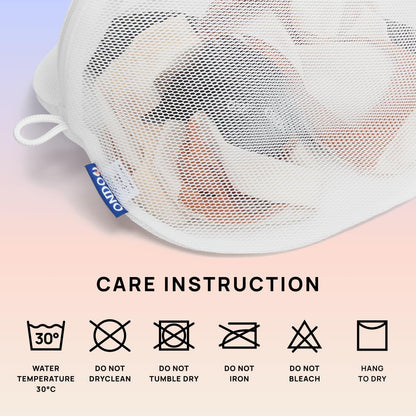 ONDO Premium Mesh Laundry Bag | 3D Cushioned | Medium | White & Grey
