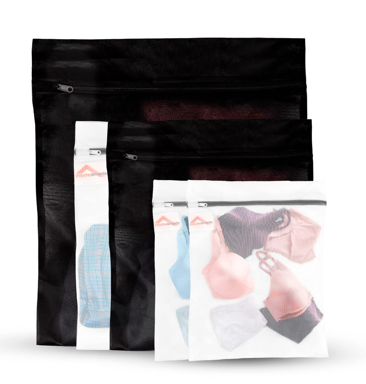 Set of 2 Jumbo Wash Bags for Delicate Clothing (1 White, 1 Black) By InsideSmarts