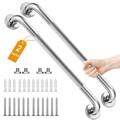 16 Inch Shower Grab Bars, 2 Pack Chrome Safety Bars 1.25" Dia