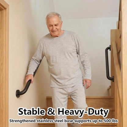 12" Stair Handrail, Wall-Mounted Safety Grab Bar for Indoor & Outdoor Steps