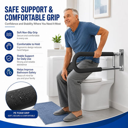 Handicap Grab Bars Rails 23.6 Inch Toilet Handrails Bathroom Safety Bar Toilet Support Rail Handicapped Handrail Accessories for Seniors Elderly (23.6inch)