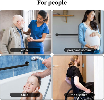 Black Knurled Grab Bar 36 Inch, Safety Shower Handrail for Senior