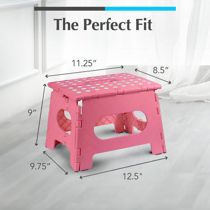 Handy Laundry Folding Step Stool 9 Inch, Pink, Non-Slip Holds 300 lbs