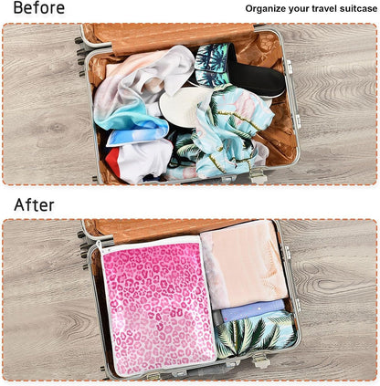 Mesh Laundry Bags Lingerie Bags for Washing Delicates 2 PCS Durable Wash Bag with Zipper Small and Medium Washable Gradient Pink Leopard Print