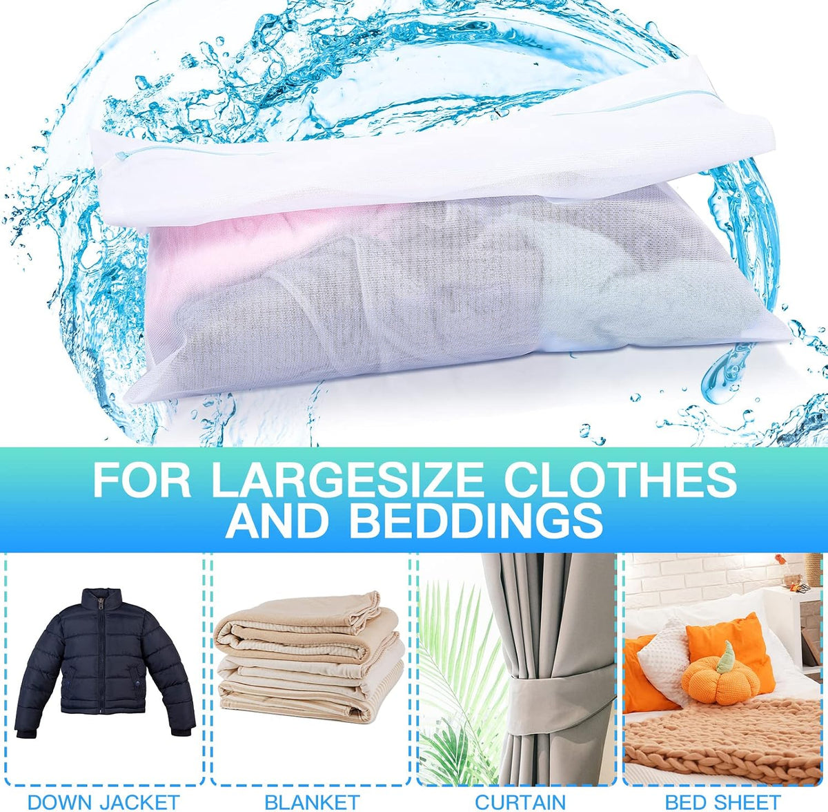 Windyun 4 Pcs Jumbo Mesh Laundry Bags, Large Zippered Dryer Wash Bags