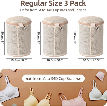 100% Cotton Bra Laundry Bags for Washing Machine, 3 Pack Pure Cotton Mesh Laundry Bags for Delicates, Lingerie, No Dye, Natural(8x6.5 Inch)