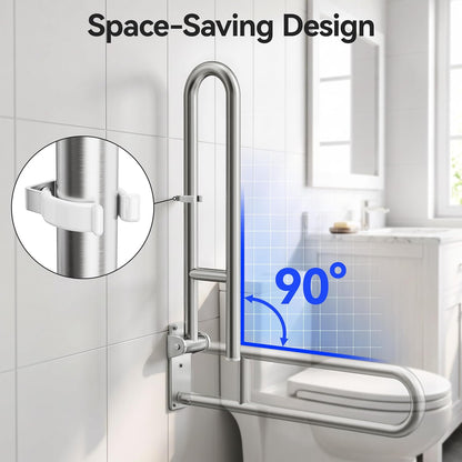 Toilet Grab Bar, Flip Up Foldable Bathroom Safety Handrail, Wall Mounted 304 Stainless Steel Support Rail for Elderly Seniors Handicap Toilet Assistance（30inch）