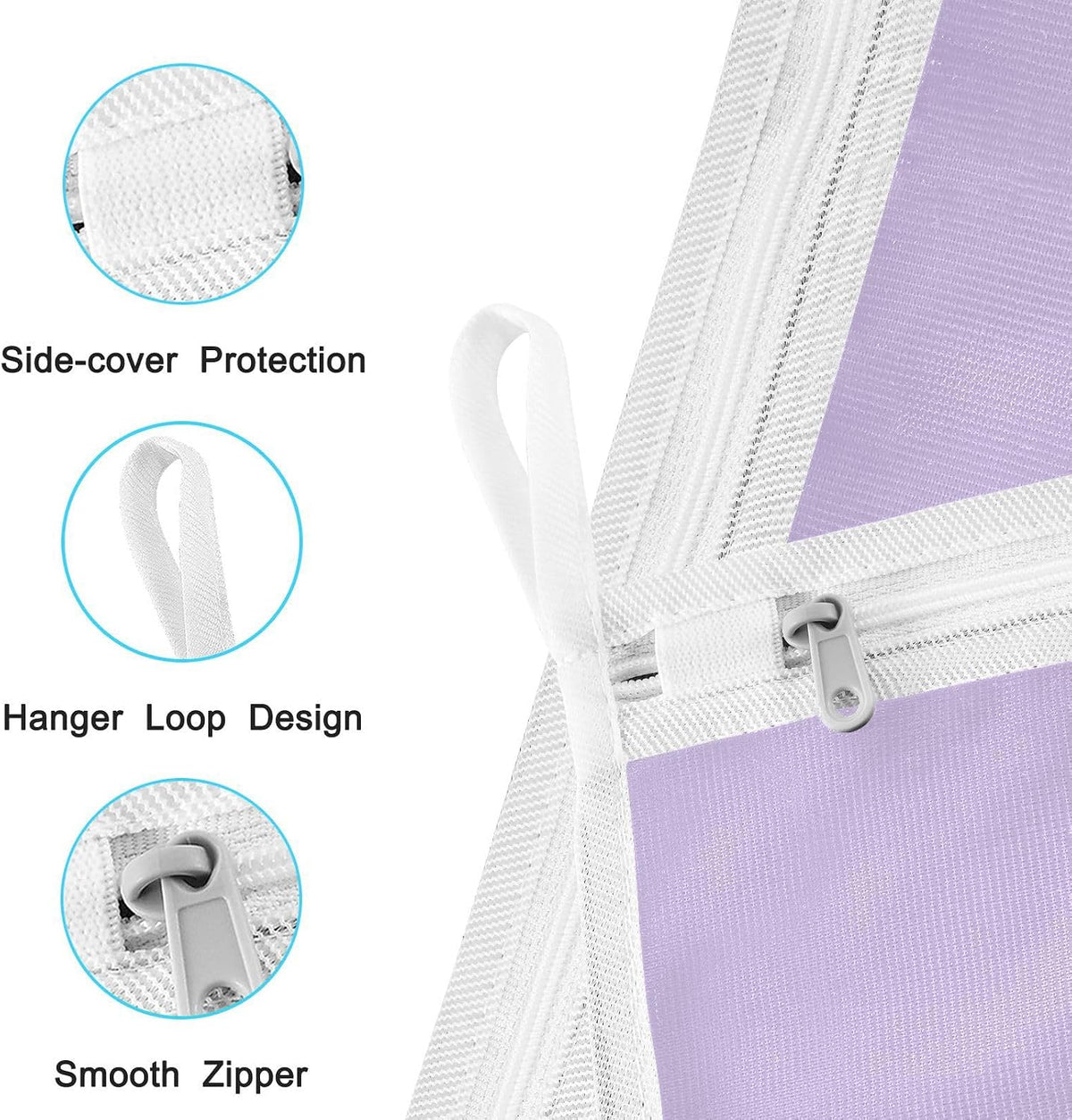 Purple Mesh Laundry Bags Lingerie Bags for Washing Delicates 2 PCS Durable Wash Bag with Zipper Small and Medium Washable