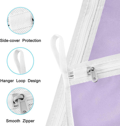 Purple Mesh Laundry Bags Lingerie Bags for Washing Delicates 2 PCS Durable Wash Bag with Zipper Small and Medium Washable