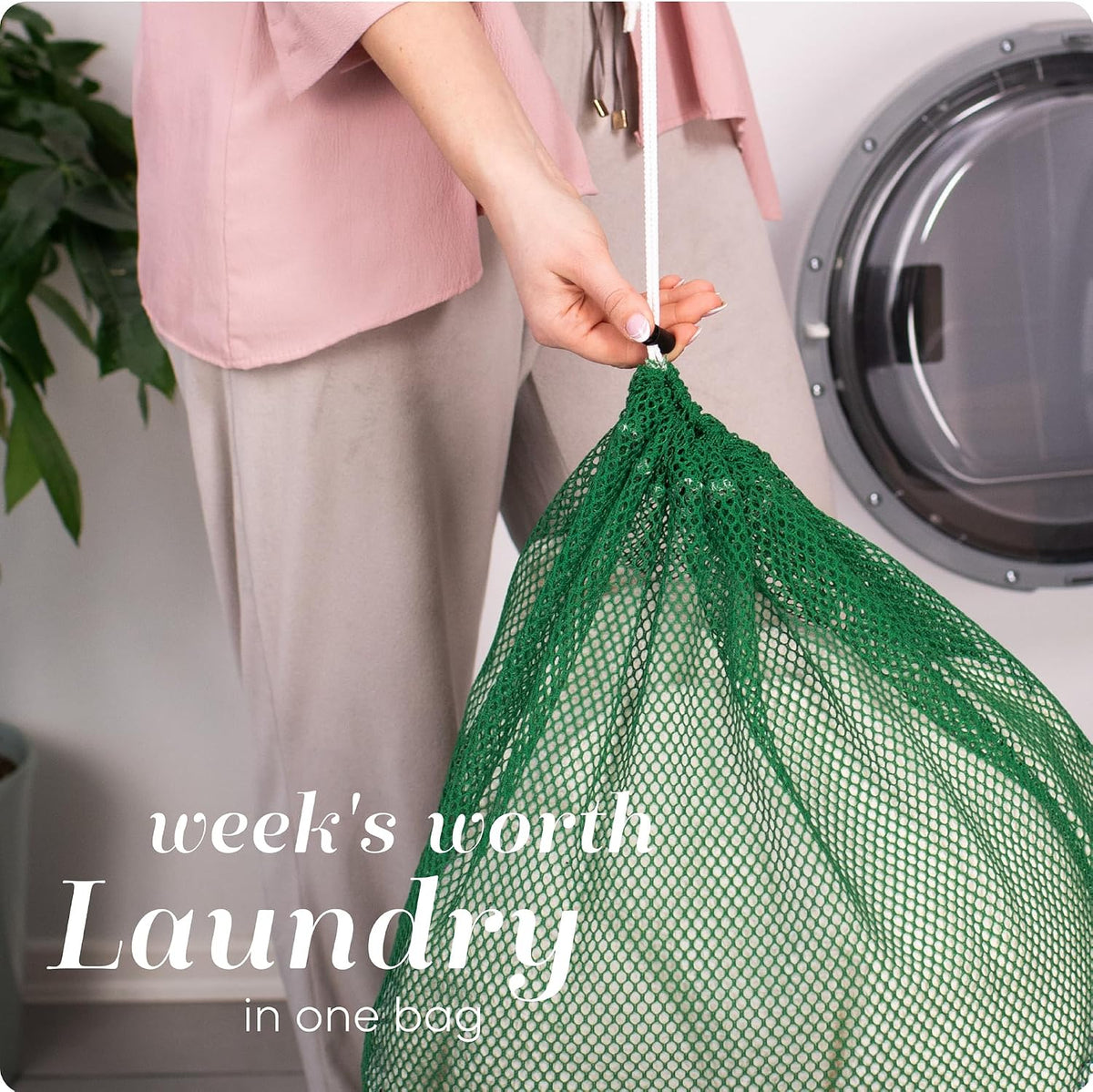 Handy Laundry Mesh XL Laundry Bag 24"x36" 2-Pack, Heavy Duty, Green