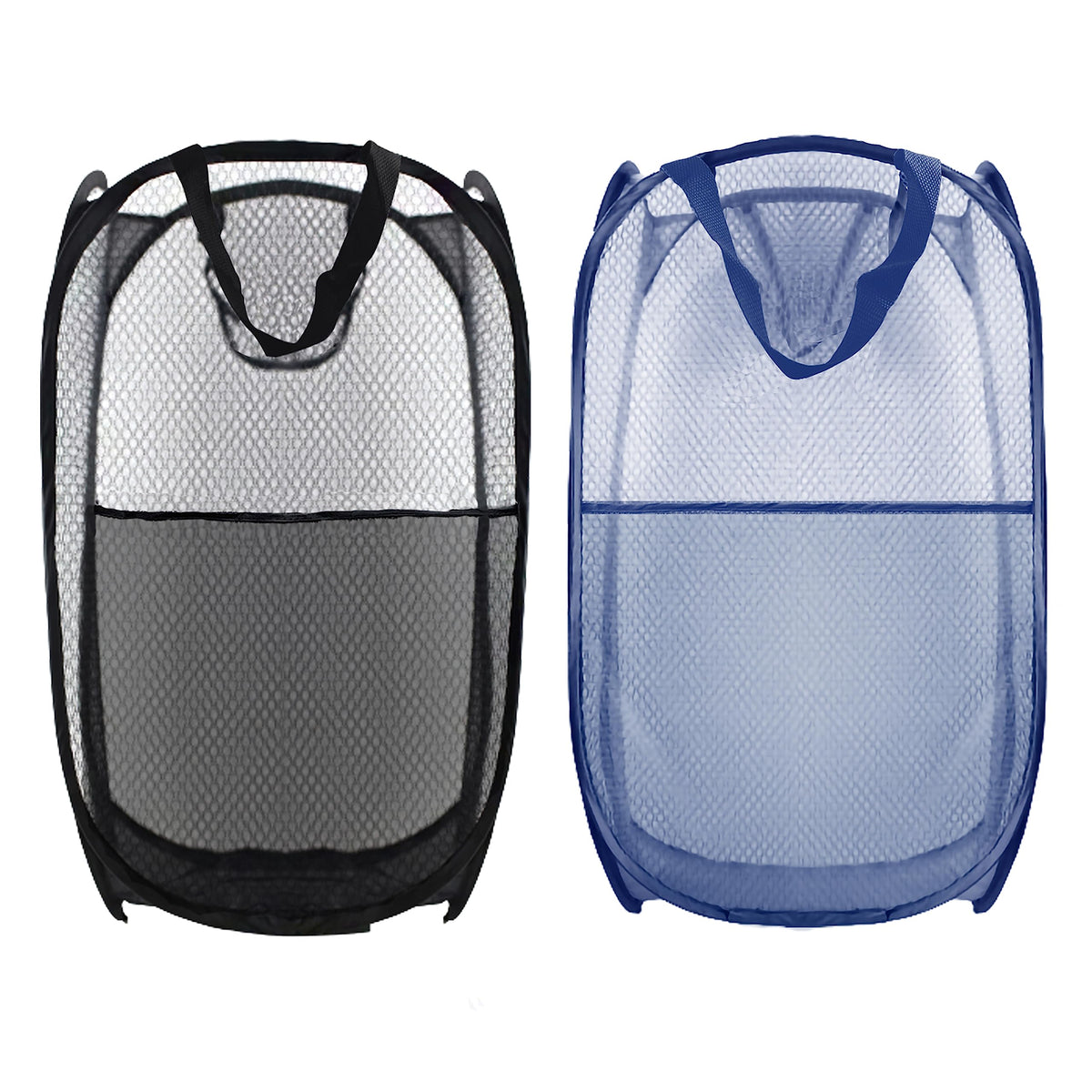 Collapsible Pop Up Laundry Hamper, Extra Large Mesh Foldable Laundry Basket Bag, 28" x 16" x 16", 4 Pack (Black + Pink + Grey + Blue)