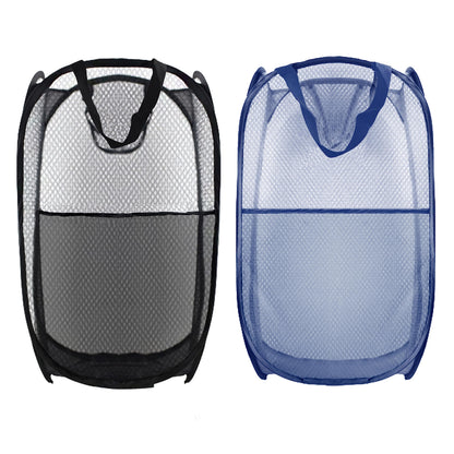 Collapsible Pop Up Laundry Hamper, Extra Large Mesh Foldable Laundry Basket Bag, 28" x 16" x 16", 4 Pack (Black + Pink + Grey + Blue)
