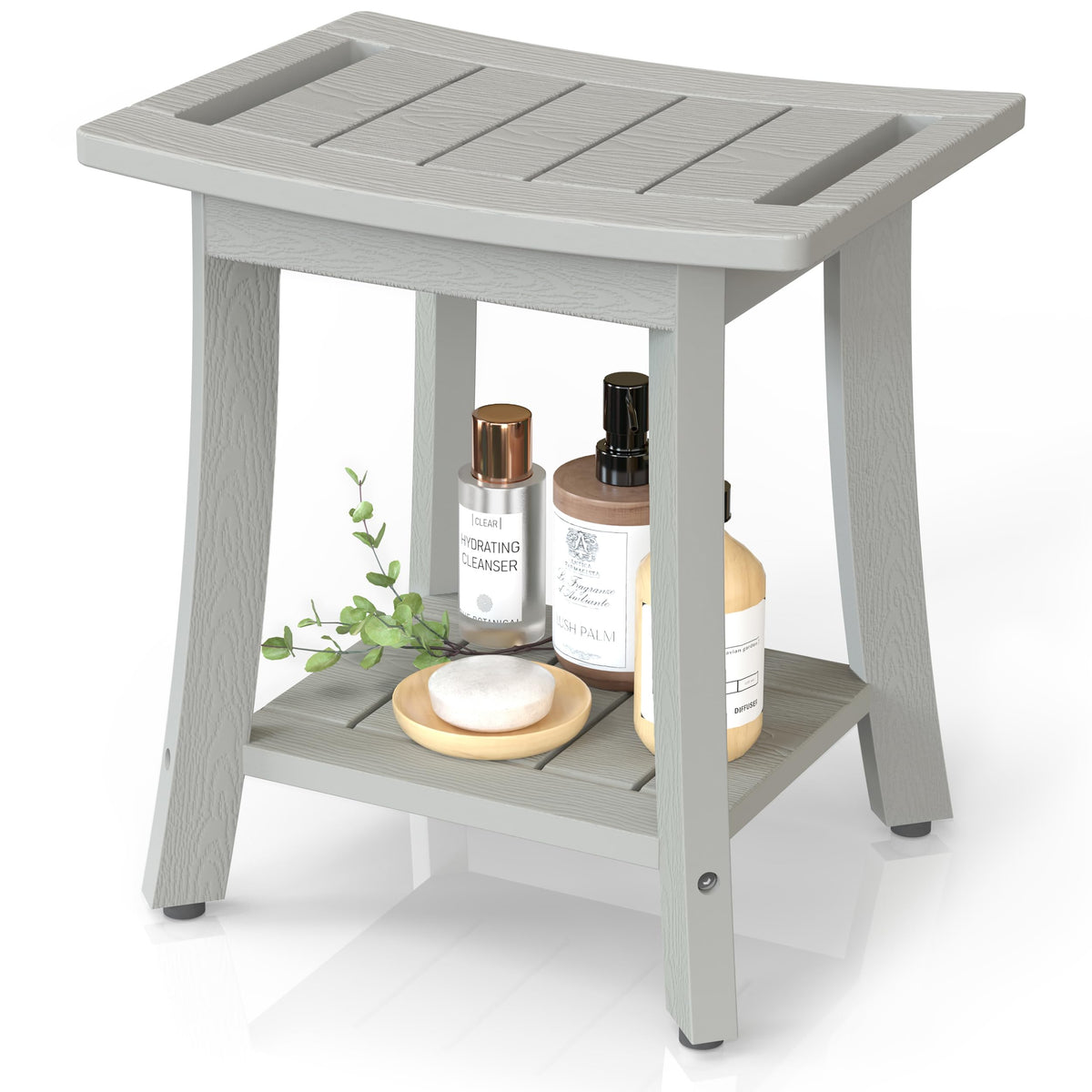 Waterproof HIPS Shower Bench for Inside Shower, Shower Stool, Grey
