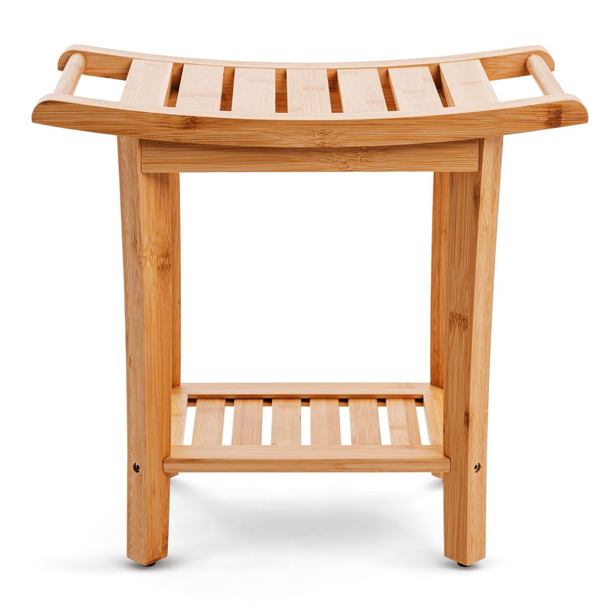Teak shower bench with Storage Shelf, Shower Stool for Inside Shower, Waterproof Shower Bench Seat, Shower Chair for Inside Shower, Wood Bench, Bathroom Bench (Natural Wood) (Bamboo Wood)