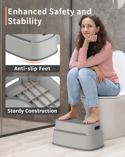 MR.SIGA Toilet Stool Squat Adult Bathroom Foot Stool, Light Gray&Dark Gray