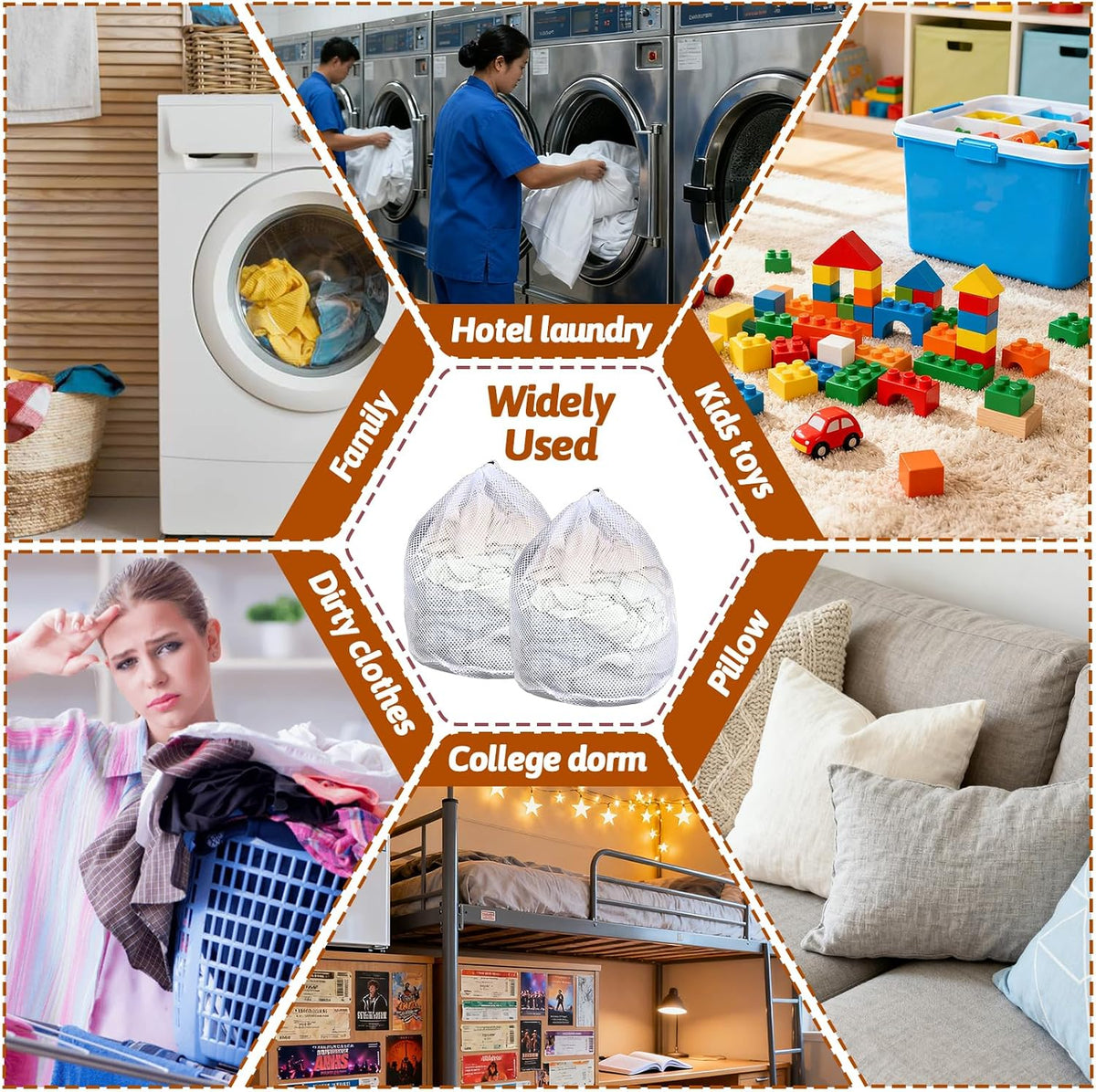20 Pcs Mesh Laundry Bags Bulk with Drawstring 20 x 24'' White Heavy Duty Mesh Bag Machine Washable Sturdy Large Net Laundry Wash Bag for Dormitory College Apartment Travelling Camping