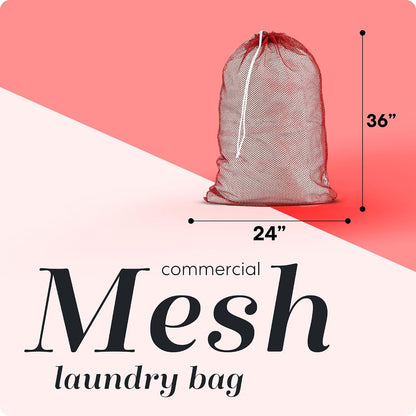 Handy Laundry Mesh XL Laundry Bag 24"x36" 2-Pack, Heavy Duty, Red