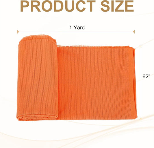 PATIKIL 62 Inch Wide Mesh Fabric Slightly Stretchy, Polyester Micro Mesh Jersey Fabric for Sewing Backpack Pocket and Straps, Netting Clothes, Shopping Bags, Deep Pumpkin Orange 1 Yard