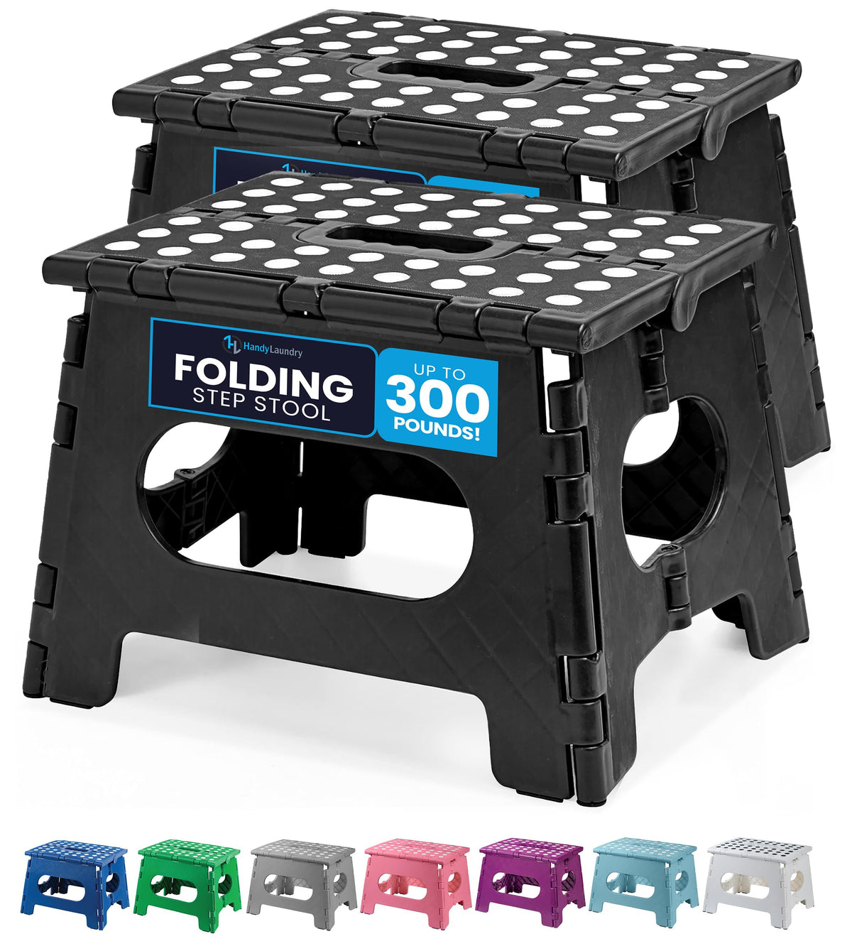 Handy Laundry Folding Step Stool 9 Inch, Pink, Non-Slip Holds 300 lbs