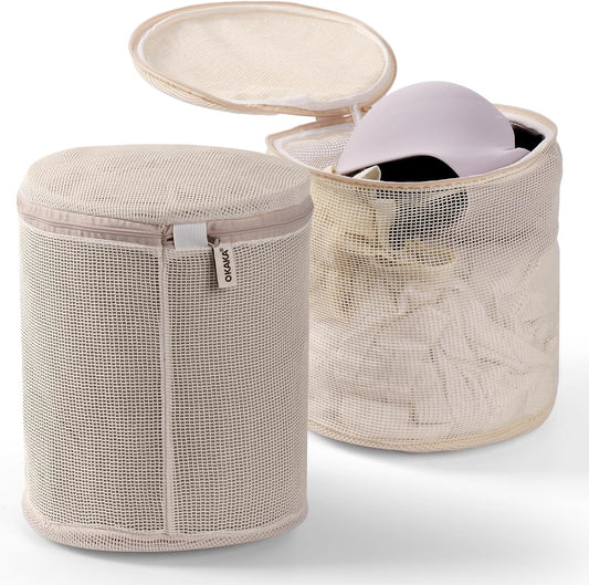 100% Cotton Bra Washing Bags for Laundry, 9”x9”x9” Large Size, 3 Pcs