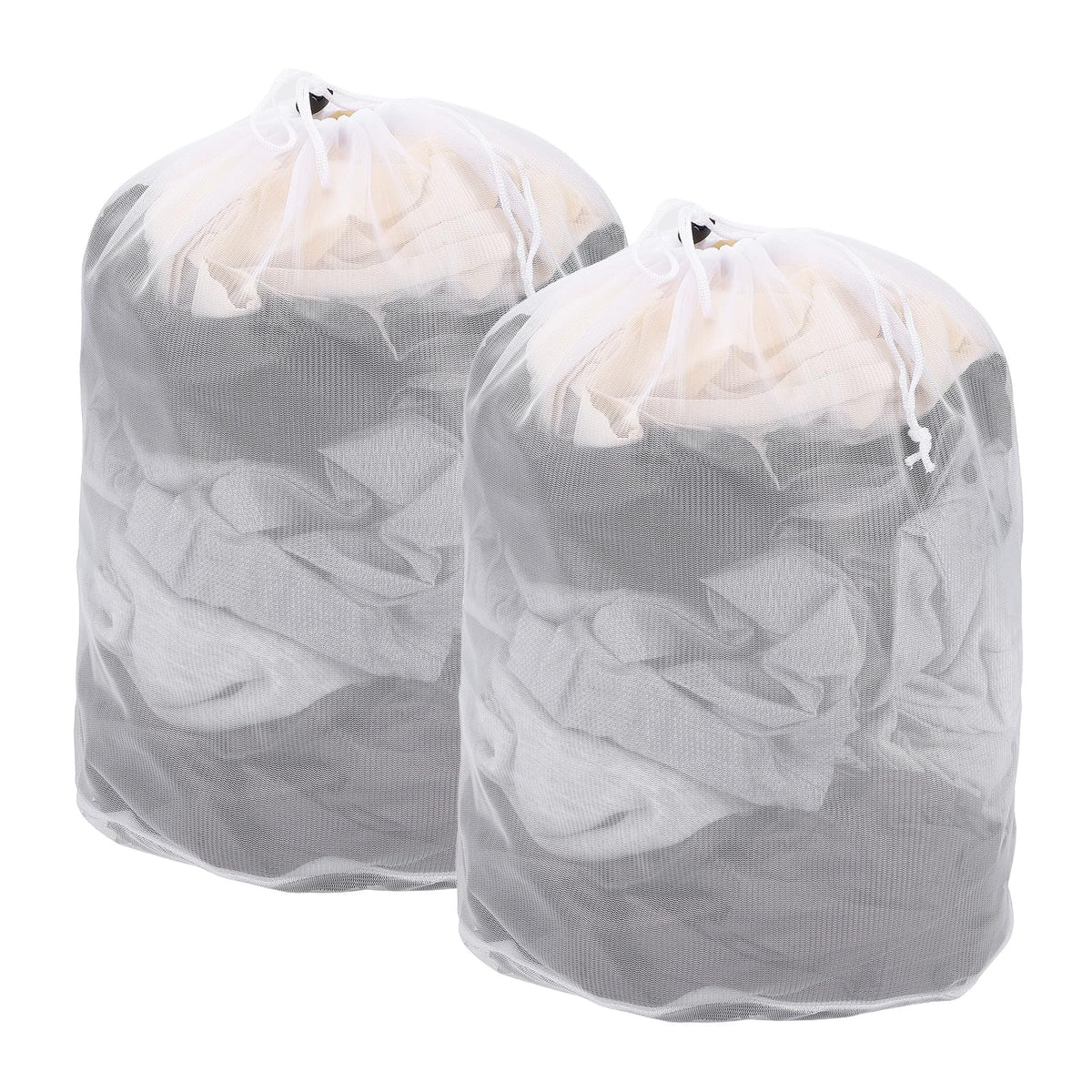 uxcell Mesh Laundry Bag, Drawstring Net Laundry Bag 2Pcs 15.7x11.8" White