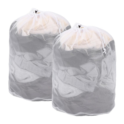 uxcell Mesh Laundry Bag, Drawstring Net Laundry Bag 2Pcs 15.7x11.8" White