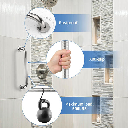 ZUEXT 16 Inch Chrome Safety Grab Bar for Bathroom Shower, Stainless Steel