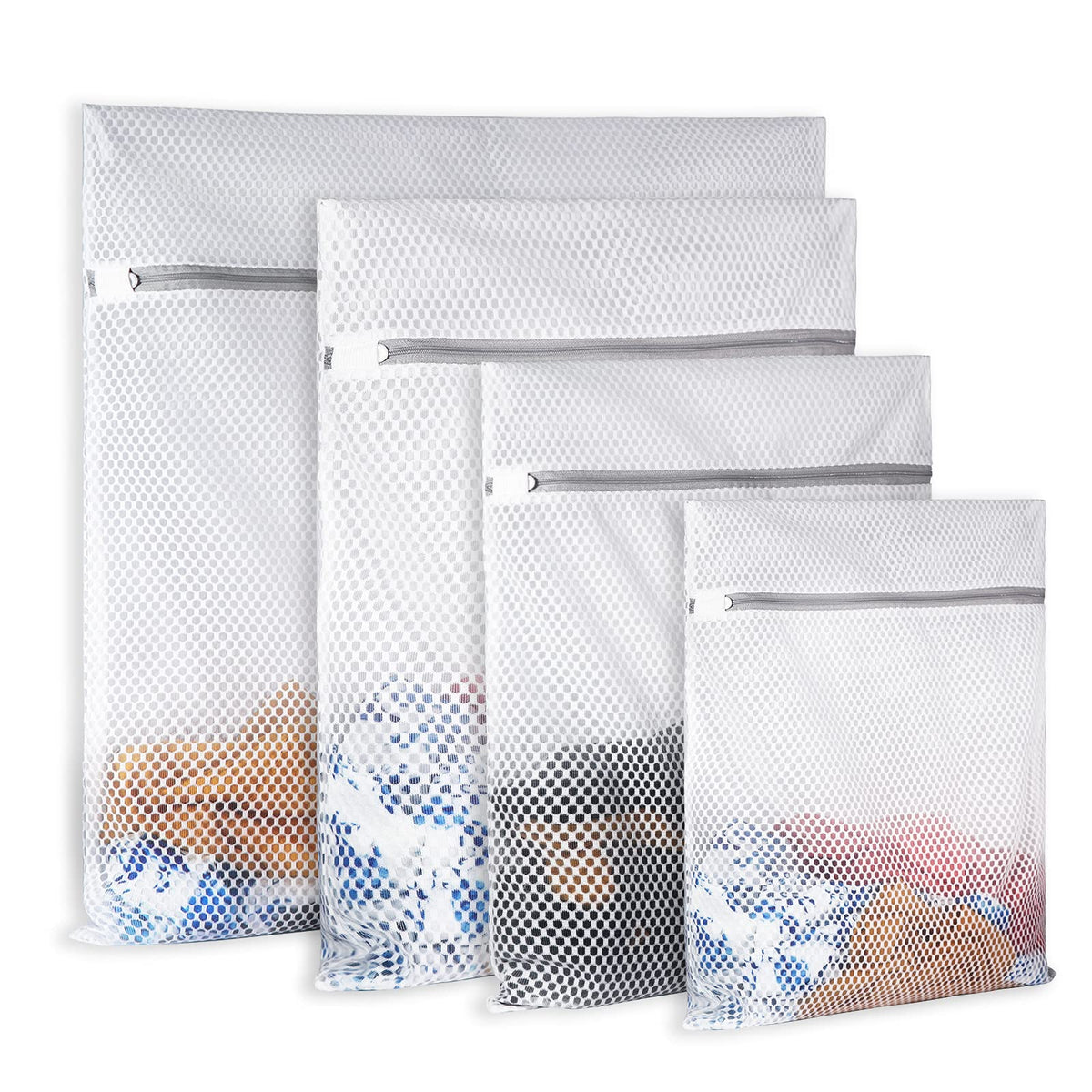 SUERIV Extra Large Honeycomb Mesh Laundry Bag125gsm Net Fabric Durable and Reusable Delicate Wash Bag,Travel Organization Bag for Lingerie,Clothes,Jeans,Bath Towel,Sock (2Large, 3Medium)