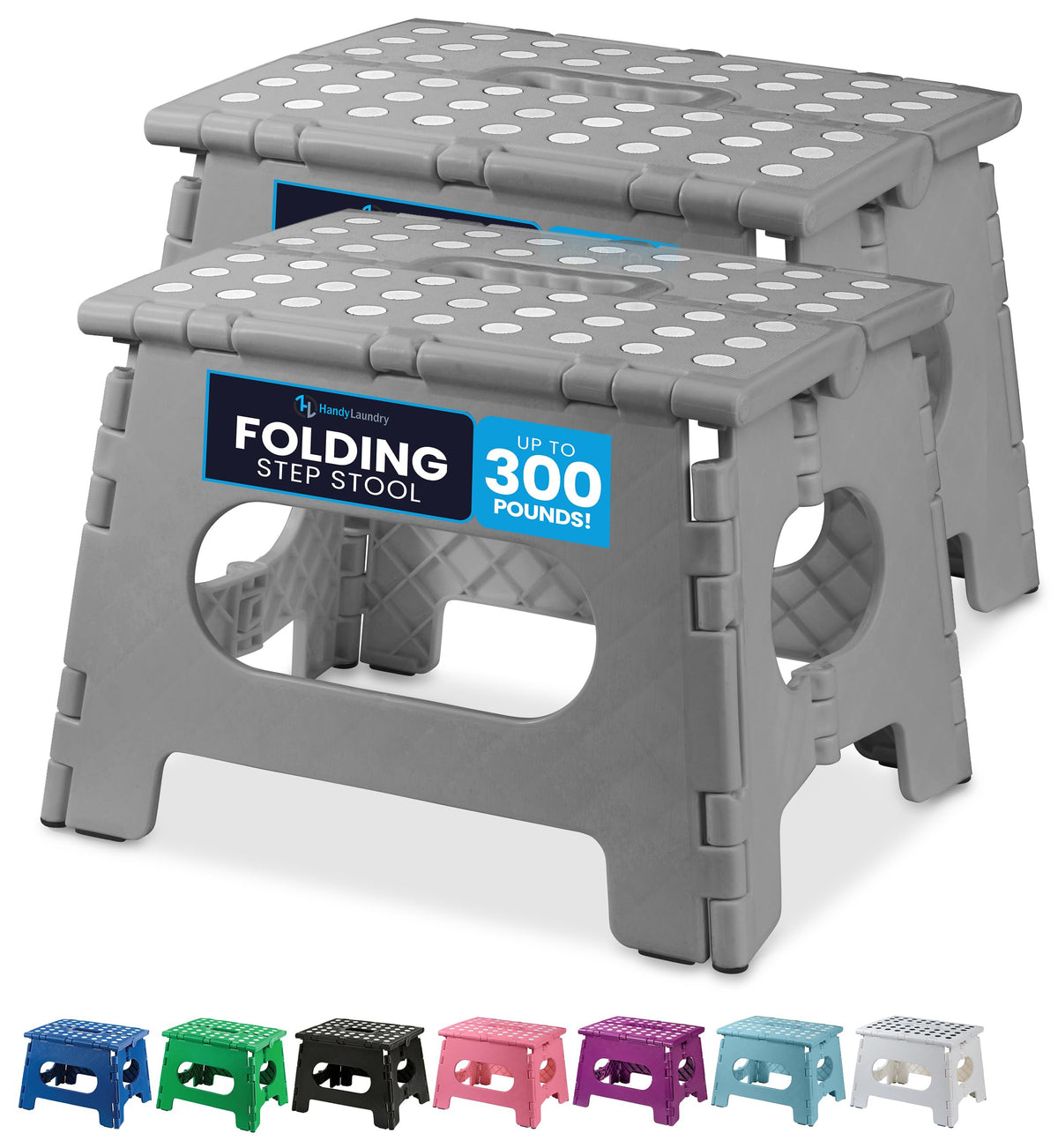 Handy Laundry Folding Step Stool 9 Inch, Black, Non-Slip Holds 300 lbs