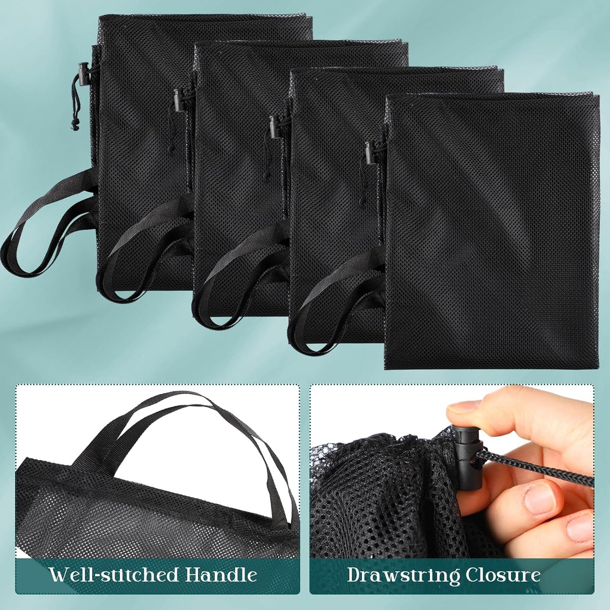 Aliceset 4 Pcs 24 x 36 Inches Mesh Laundry Bags with Drawstring