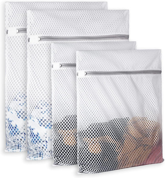 Extra Large Honeycomb Mesh Laundry Bag125gsm Net Fabric Durable and Reusable Delicate Wash Bag,Travel Organization Bag for Lingerie,Clothes,Jeans,Bath Towel,Sock (Set of 4(2L+2XL))