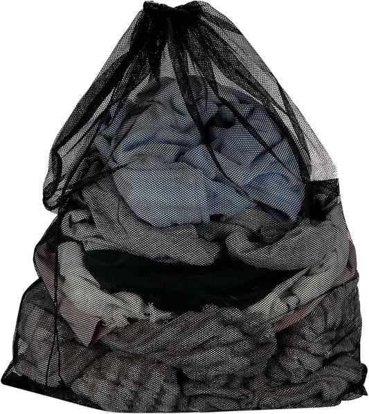 uxcell Mesh Laundry Bag 27.6x35.4" Large Drawstring Net Coarse Mesh, Black