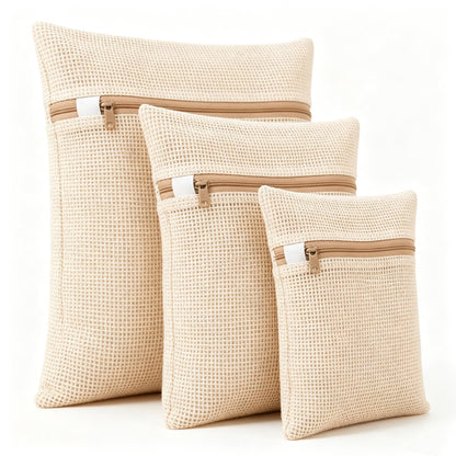 6-Pack Laundry Bags, Durable Cotton Mesh with Sturdy Zipper, Breathable Mesh Fabric, Ideal for Washing Underwear, Pants, Shoes, Socks and Delicate Garments