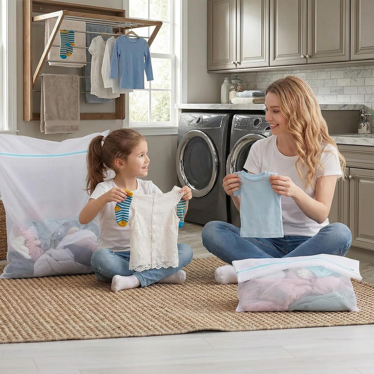 6 Pack Extra Large Mesh Laundry Bags for Delicates XX-L 43"x35" and 24"x32"