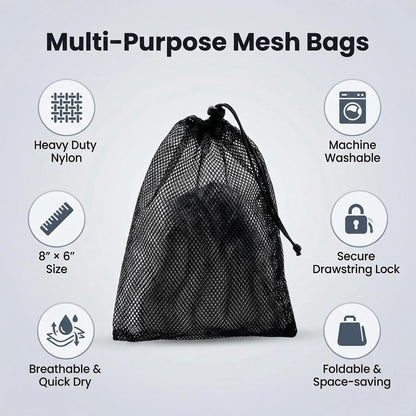 20pcs Small Mesh Bags NylonMesh Backpack Drawstring Storage Black Nylon Drawstring Bags Small Travel Stuff (6 x 8inch)