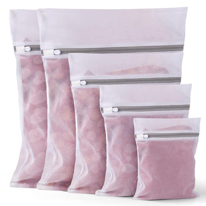 4Pcs Mesh Laundry Bags Washing Machine Mesh Wash Bags for Clothes,Underwear,Lingerie, Bed Linen with Drawstring Closure Sturdy(4 Size)