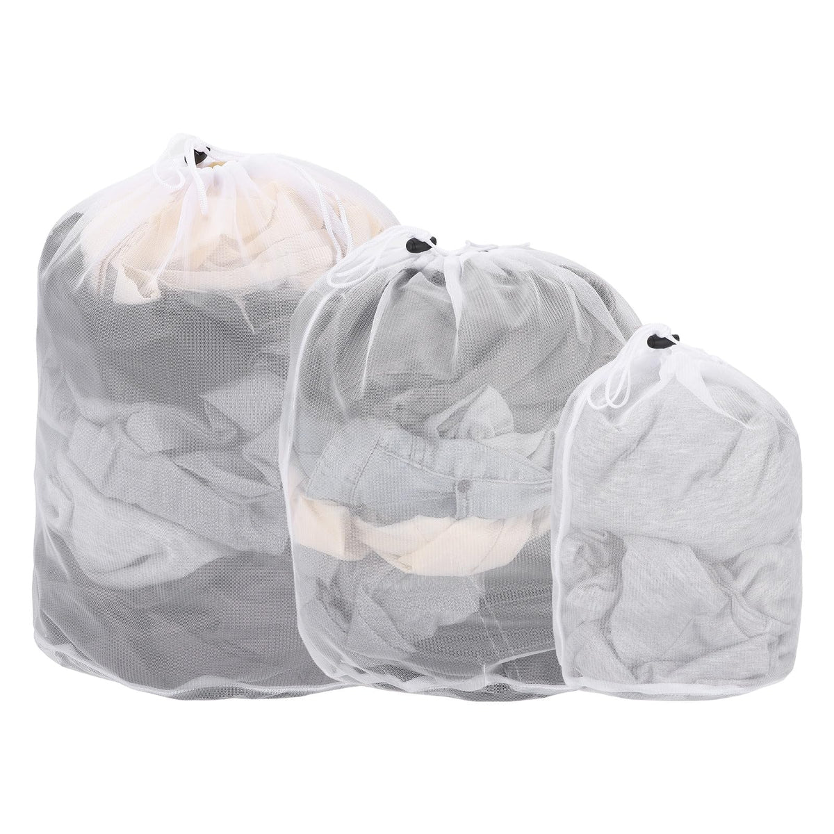 uxcell Mesh Laundry Bag, Drawstring Net Laundry Bag 2Pcs 15.7x11.8" White