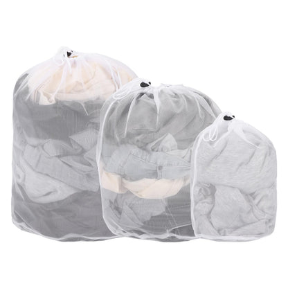 uxcell Mesh Laundry Bag, Drawstring Net Laundry Bag 2Pcs 15.7x11.8" White